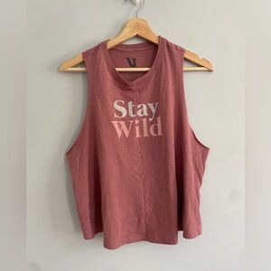 Vuori Graphic Tank Top Stay Wild Sleeveless Muscle Tee Mauve Pink